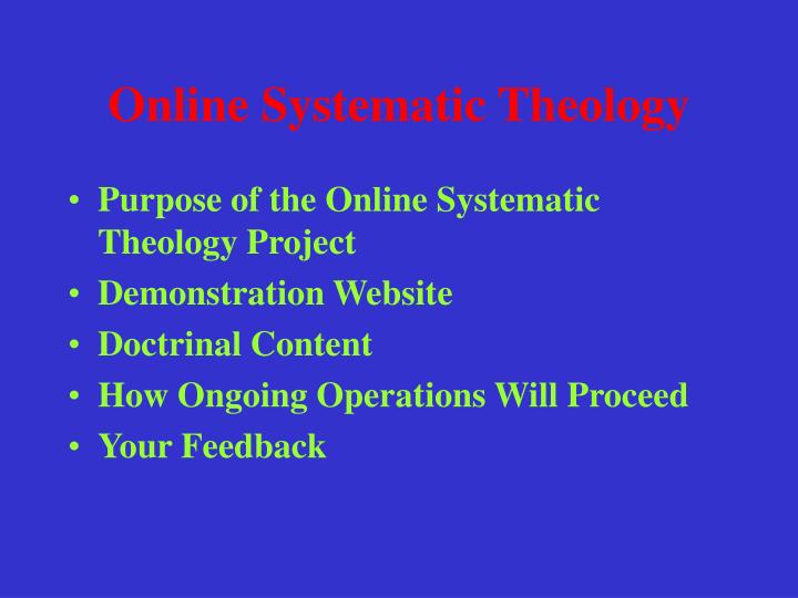 online systematic theology