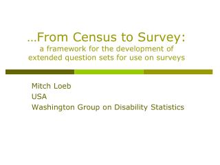 Mitch Loeb USA Washington Group on Disability Statistics