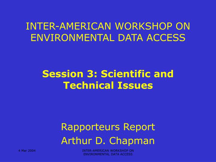 inter american workshop on environmental data access