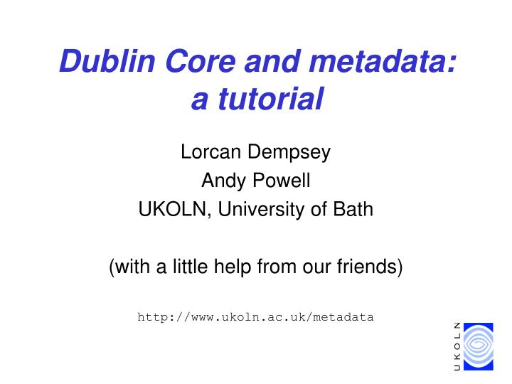dublin core and metadata a tutorial