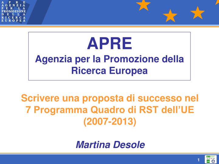 apre agenzia per la promozione della ricerca europea