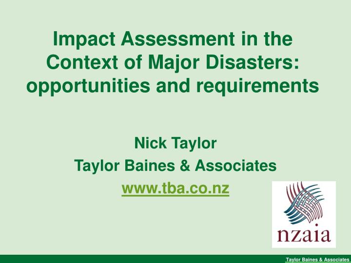 impact assessment in the context of major disasters opportunities and requirements