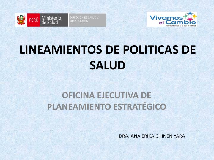 lineamientos de politicas de salud