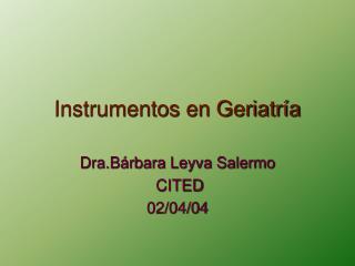 instrumentos en geriatr a