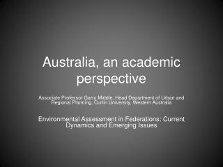 Australia, an academic perspective