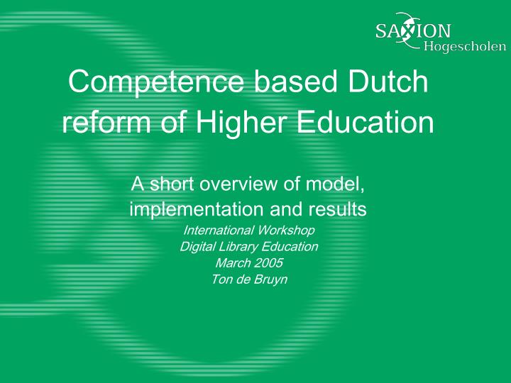 competenc e based dutch reform of higher education