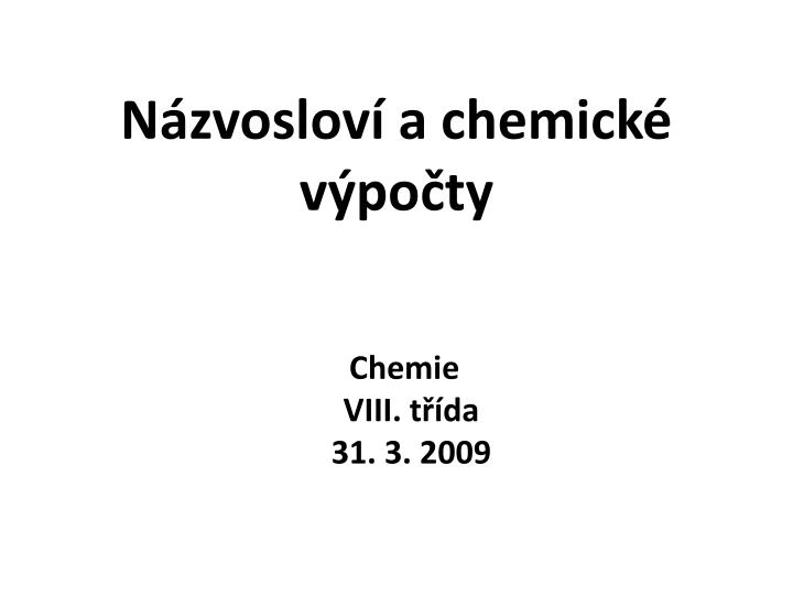 n zvoslov a chemick v po ty