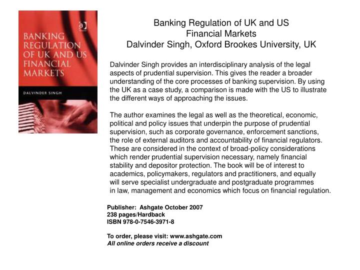 banking regulation of uk and us financial markets dalvinder singh oxford brookes university uk