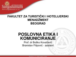 fakultet za turisti ki i hotelijerski menad ment beograd