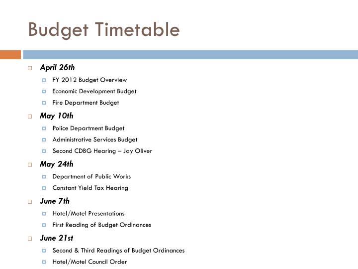 budget timetable