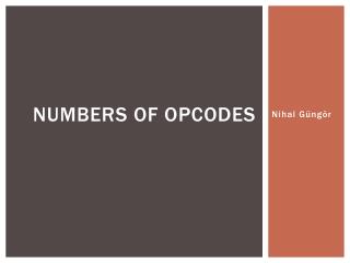 numbers of o pcodes