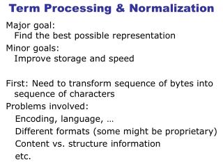 Term Processing &amp; Normalization