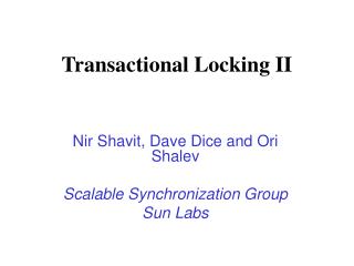 Transactional Locking II