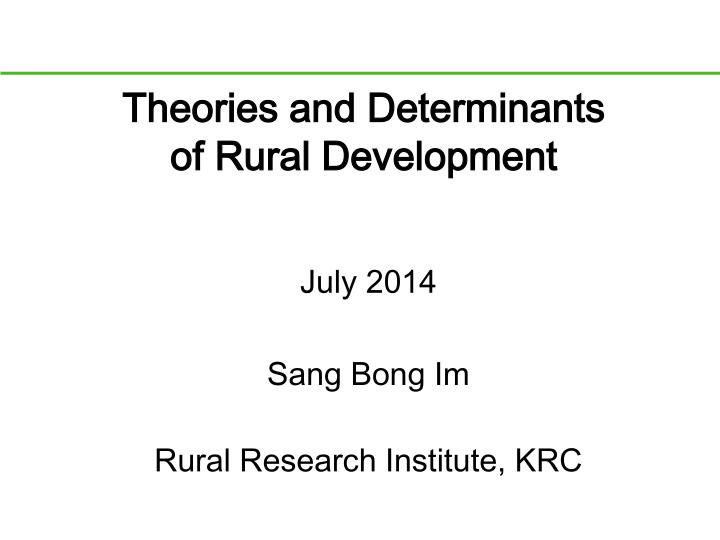 theories and determinants of rural development