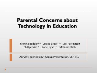 Parental Concerns about Technology in Education
