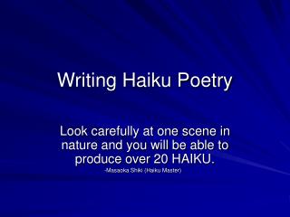 Writing Haiku Poetry