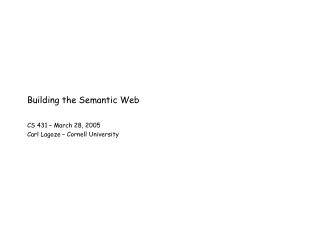 Building the Semantic Web