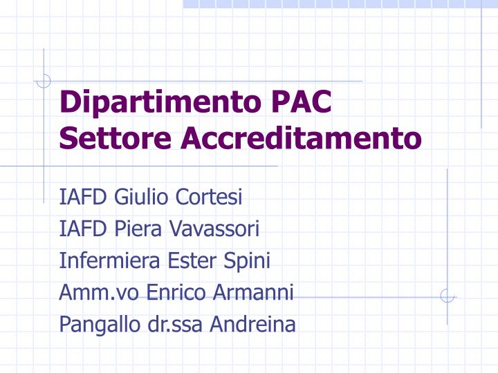 dipartimento pac settore accreditamento