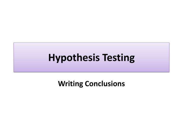 hypothesis testing