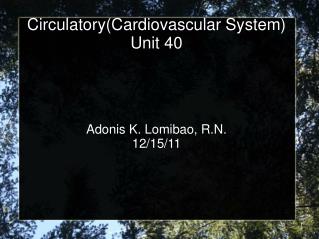 Circulatory(Cardiovascular System) Unit 40