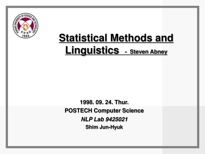 statistical methods and linguistics steven abney
