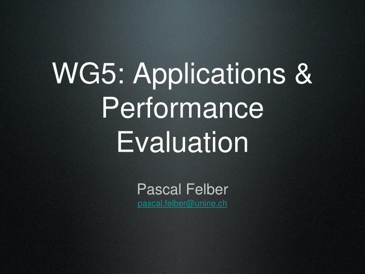 wg5 applications performance evaluation