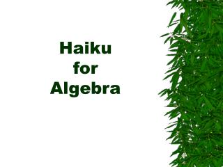 Haiku for Algebra