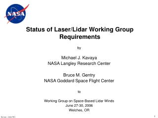Status of Laser/Lidar Working Group Requirements