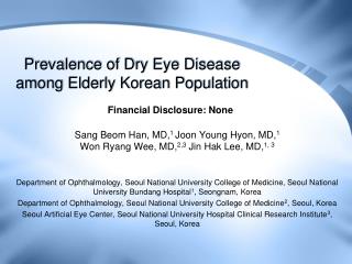 Prevalence of Dry Eye Disease among Elderly Korean Population