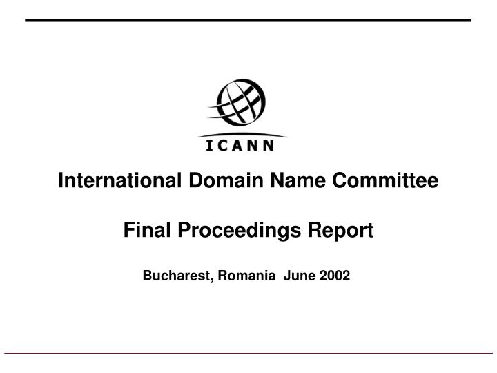 international domain name committee final proceedings report