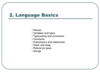 2. Language Basics