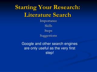 Starting Your Research: Literature Search