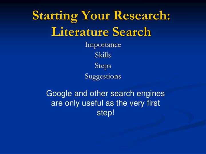 starting your research literature search