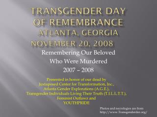 Transgender Day of Remembrance Atlanta, Georgia November 20, 2008