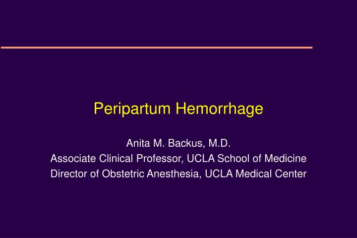 peripartum hemorrhage