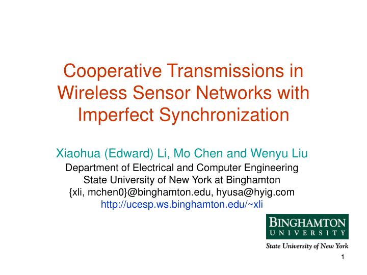 cooperative transmissions in wireless sensor networks with imperfect synchronization