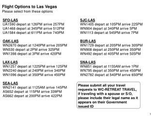 Flight Options to Las Vegas