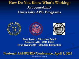 How Do You Know What's Working: Accountability University APE Programs