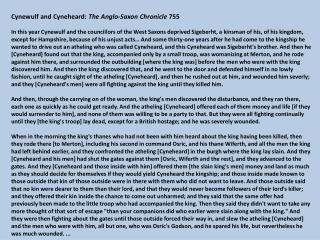 Cynewulf and Cyneheard: The Anglo-Saxon Chronicle 755