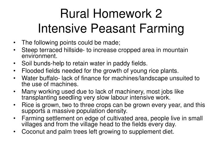 rural homework 2 intensive peasant farming