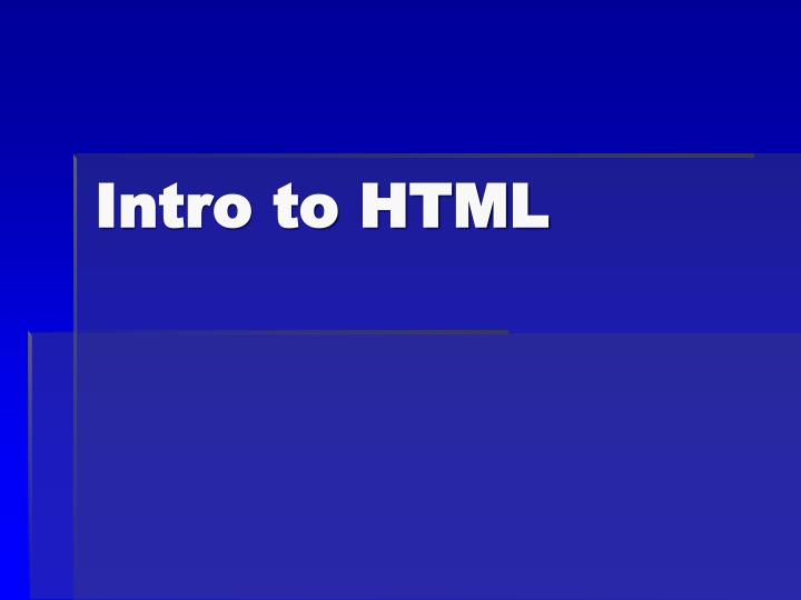intro to html