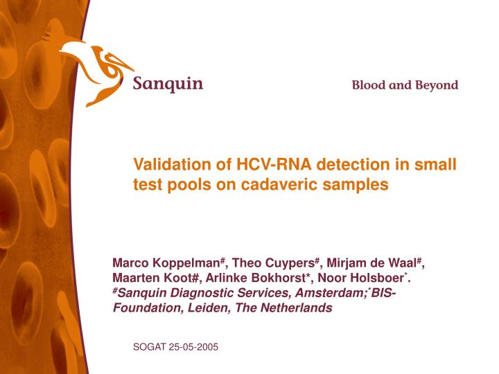 validation of hcv rna detection in small test pools on cadaveric samples