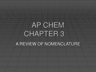 AP CHEM CHAPTER 3
