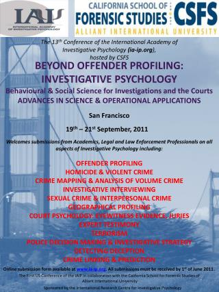 The 13 th Conference of the International Academy of Investigative Psychology (ia-ip ),