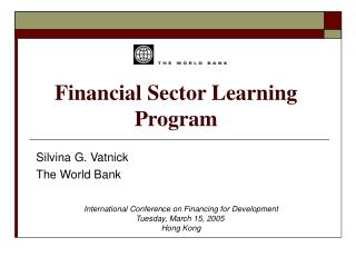 Silvina G. Vatnick The World Bank