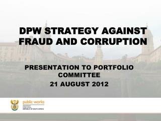 DPW STRATEGY AGAINST FRAUD AND CORRUPTION