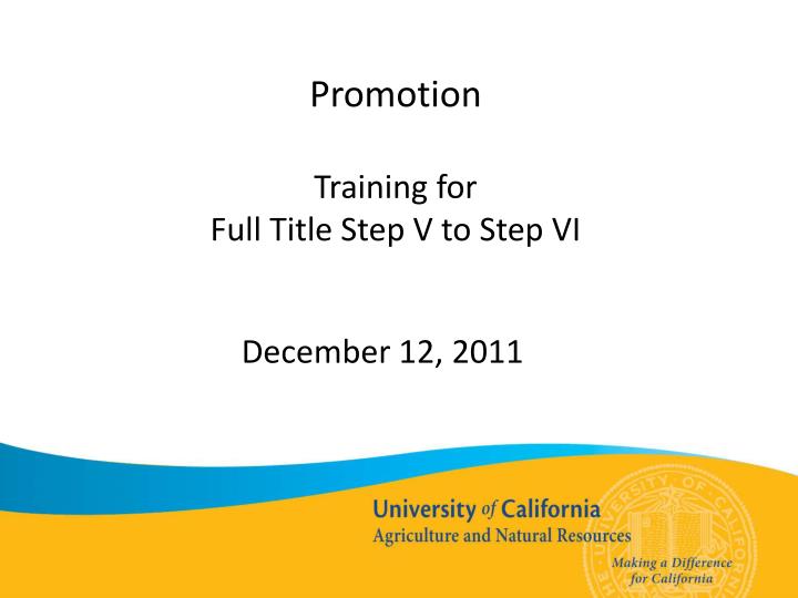 promotion training for full title step v to step vi