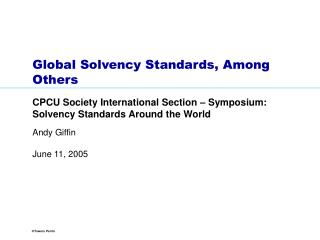 Global Solvency Standards, Among Others