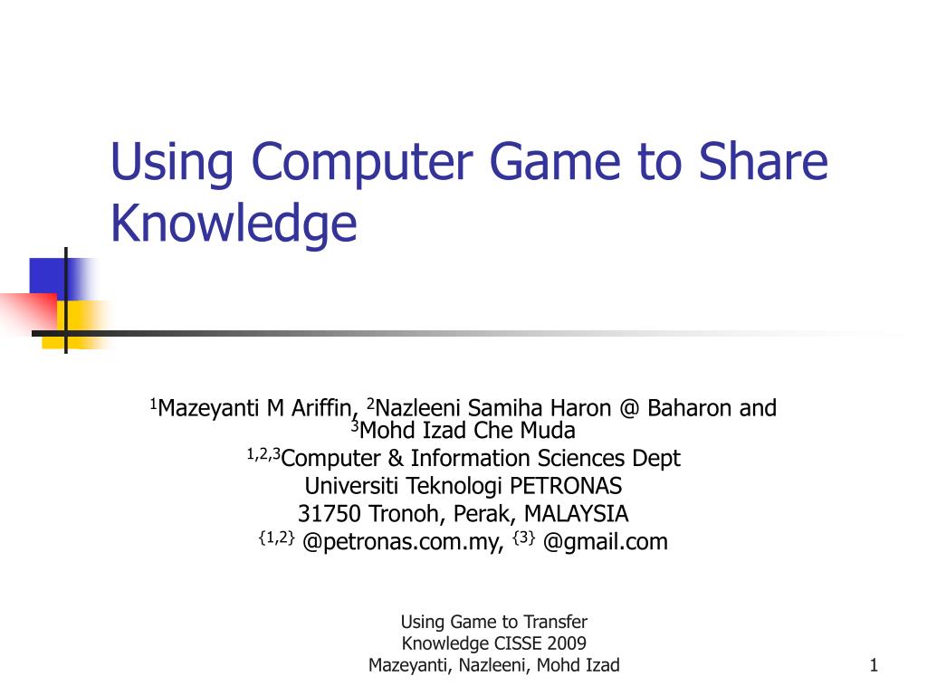 Share Knowledge Computer PPT - Using Computer Game to Share Knowledge PowerPoint Presentation ...