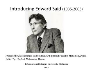 Introducing Edward Said (1935-2003)